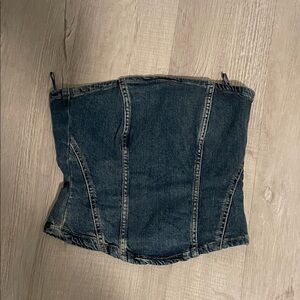 Zara Dark Blue Denim Corset Top